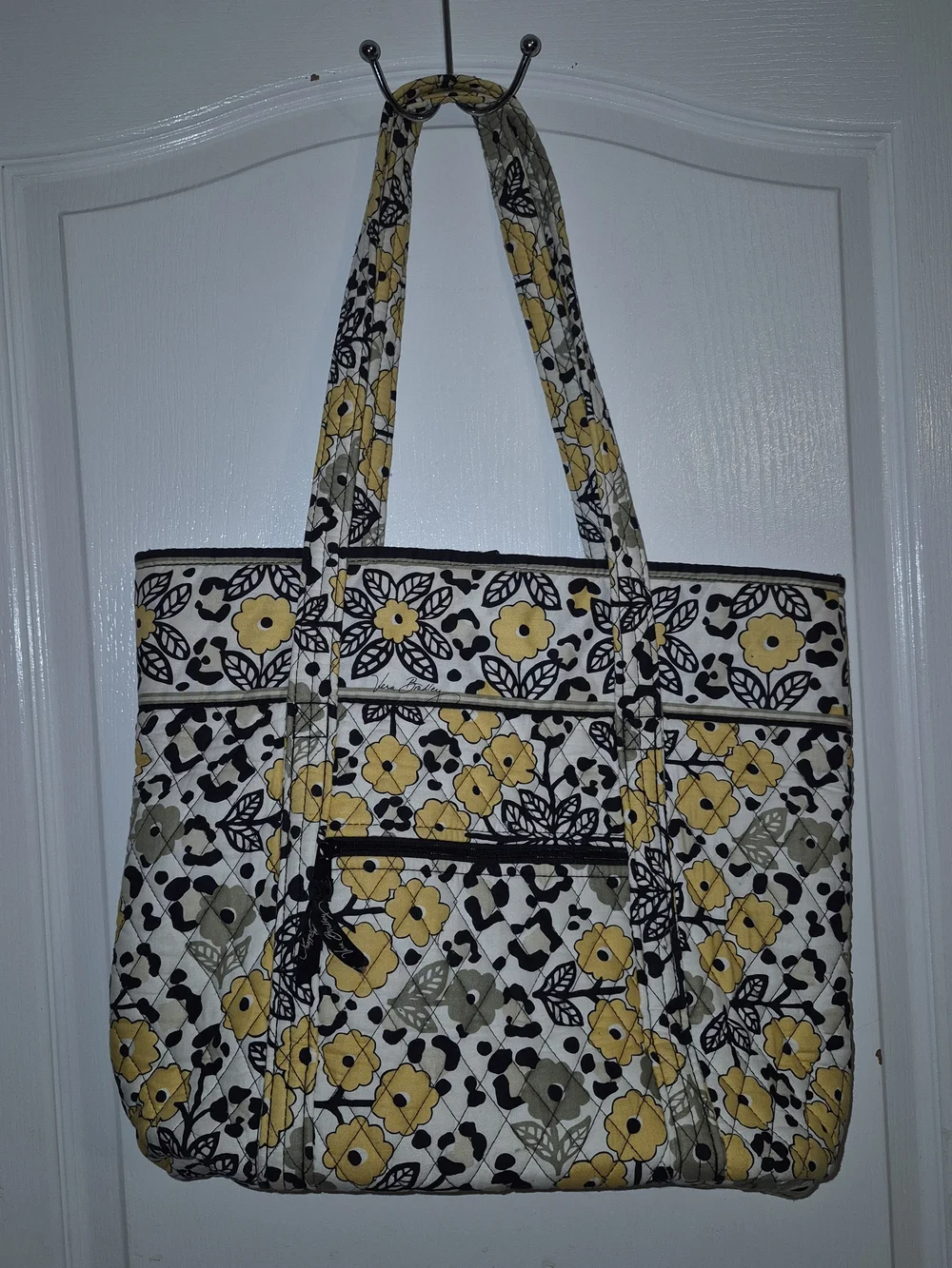 Vera Bradley Yellow and Black Quilted Floral Tote